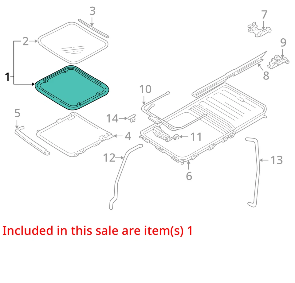 Mitsubishi Montero 2001-2006 techo corredizo panorámico vidrio móvil OEM Foto 3 de 4