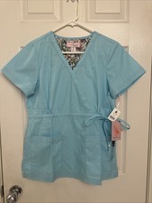 Koi Katelyn Women  s Scrub Top Cool Blue Sz Small NEW