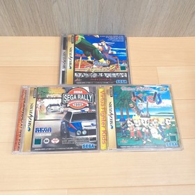 SEGA Saturn Console Bundle w/ 2 Controllers Memory Card & 5 Games Tested JP