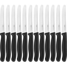 12 Stück Brötchenmesser, schwarz,Wellenschliff Tomatenmesser，Hochwertiger Ros...