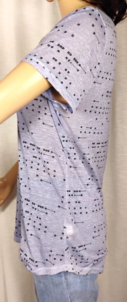 Camiseta deportiva Mudd Lg púrpura elástica en 4 vías ajustada semi transparente cuello en V boho Foto 2 de 4