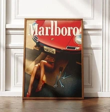 Vintage Western Cigarette Poster, Retro Marlboro Wall Art, Tobacco Poster