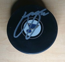 Kasperi Kapanen Autographed Signed Puck With Coa Oilers Blues