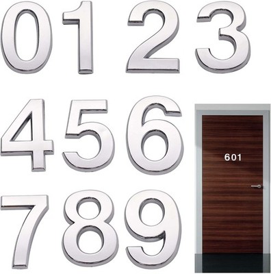 JIABEIUS Selbstklebende 3D-Hausnummer-Aufkleber, Modernes Design, Silber,