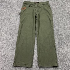Wrangler Riggs Pants Mens 38x32 Green Carpenter Ripstop Straight Leg Workwear
