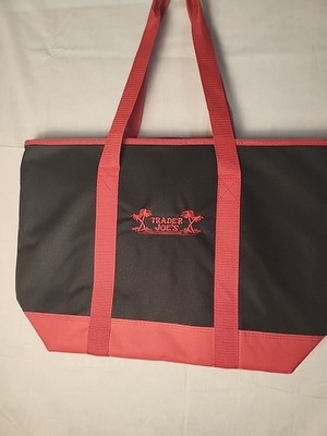 brand New Trader Joes XL Capacity Reusable Insulated Bag Black And Red Canvas
