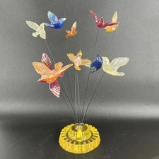 Vintage 1960s Lucite Kinetic Wire Bird Sculpture Atomic Art Retro 10"Tall #1713