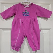 Vintage Minnie Mouse Baby Mickey  Co Disney Romper Pink Embroidered 12 months