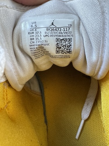 Nike Air Jordan 1 Mid GS BQ6472-117 Blanco Amarillo Juvenil Talla 6.5Y Tenis - Imagen 11 de 19