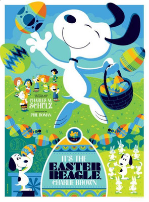 easter beagle charlie brown snoopy peanuts screen print art poster tom whalen
