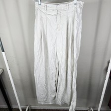 Maeve Avery Pleated Wide Leg Trousers Pant Women Size 4 White Linen Blend