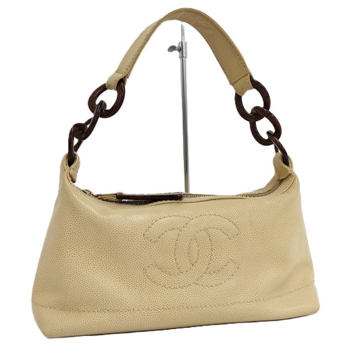 CHANEL Coco Mark Wood Chain Shoulder Bag 97888