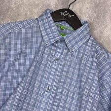 Forsyth of Canada Button Down Shirt Mens Medium Blue Plaid Non Iron New