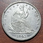 1843 Seated Liberty Half Dollar Choice VF+ near EF XF Details lt old clean coin