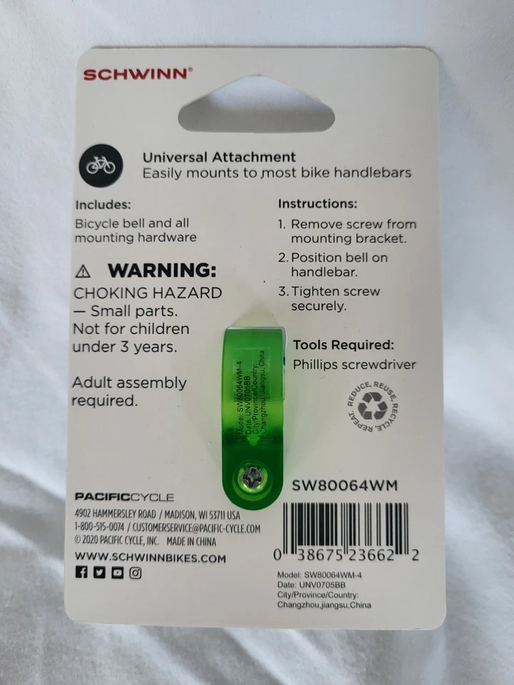 Schwinn Spinning Gears Bike Bell Green - Image 2 of 2