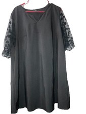 Women’s Xl Loose Fit Black Dress Quarter Sleeve Lace  Polka Dots Unique Holiday