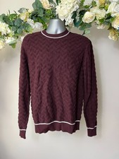 Image of TED BAKER Jumper Mens TB 3 UK M Sepal Deep Purple Textured Crew Neck NEW