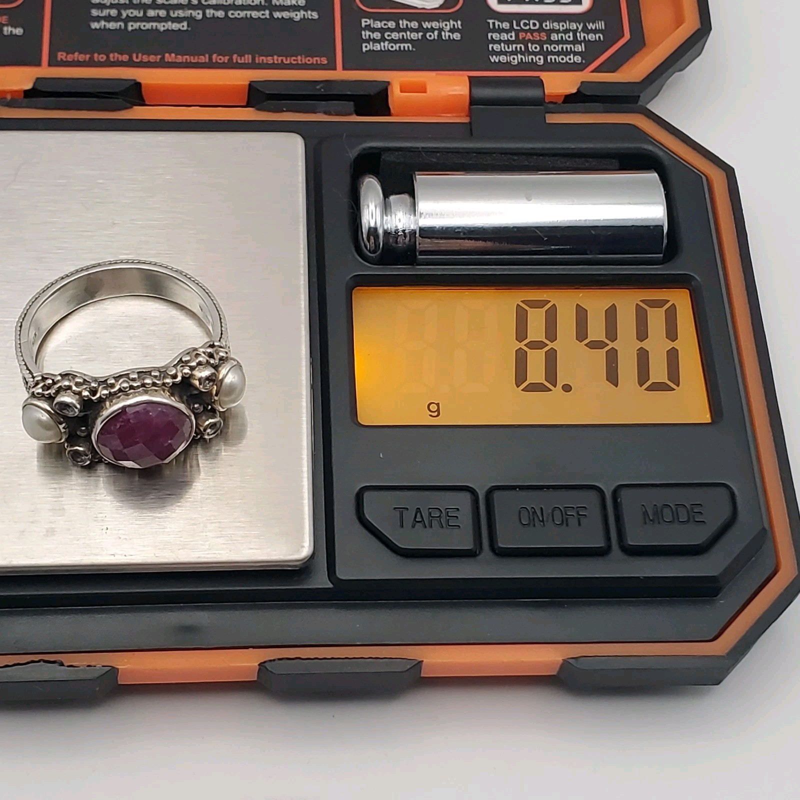 Sterling Silver 925 Genuine Faceted Ruby with Top… - image 12