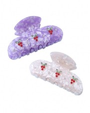 2PCS Cherry Hair Claw Clips for Women 1 Count Pack of 2 , Champagne/Purple