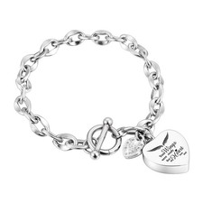 Heart Urn Bracelet for Ashes Stainless Steel Memorial Jewelry Cremation Brace...