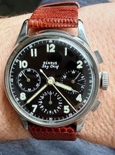 Rare 1940's Benrus Sky Chief VZ-3 Valjoux 72 Stainless Black Dial Military WORKS