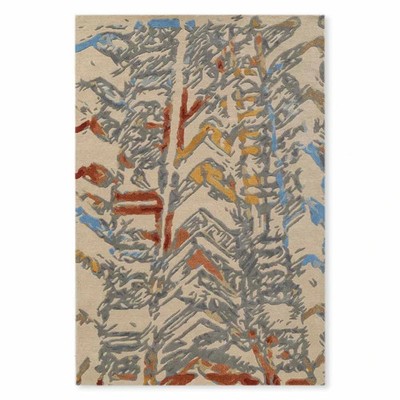 New Handmade Hand Tufted Woollen Rug Color Beige Multi Design Luxury Carpet