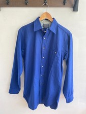 Vintage Pendleton Wool Trail Shirt Blue Made in USA Elbow Patch Flannel, Medium
