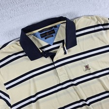 VTG Y2K Tommy Hilfiger Golf Polo Shirt XL Pima Mercerized Cotton Striped Crest