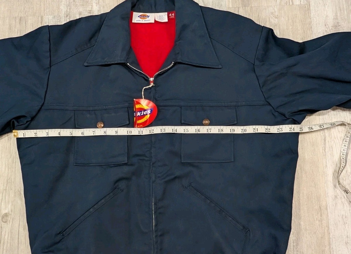 NOS Dickies Vintage Mechanic Work Blue Jacket Red Fleece