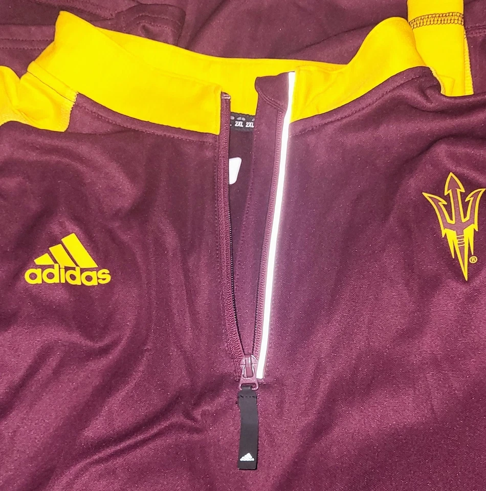 Adidas, Men-2XL, ASU 1/4 zip Pullover, Maroon & gold - image 4 of 4