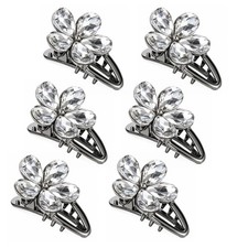 Tiny Hair Clips, Rhinestone Barrettes Non-Slip Attachment, 6Pcs