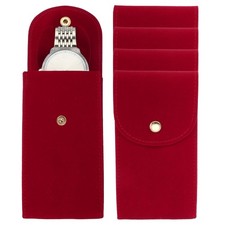 4 Pcs Velvet Watch Pouch, Portable Watch Travel Case, Red