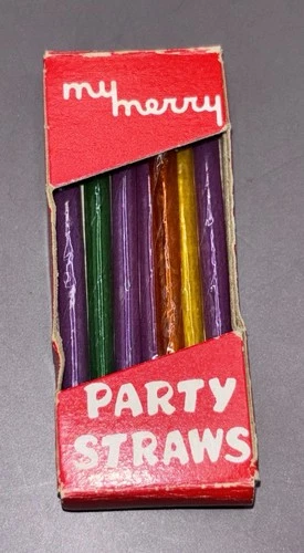 Miniature My Merry Doll Party Straws Box with Straws Barbie Skipper Vintage 1950