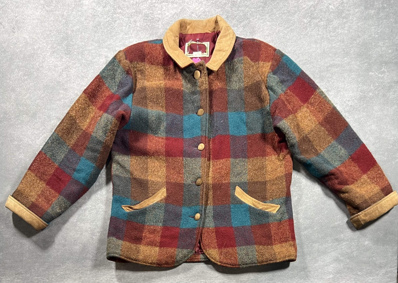 Vintage L.L. Bean Women's Plaid Wool Jacket Coat Multi-Color Size Small USA