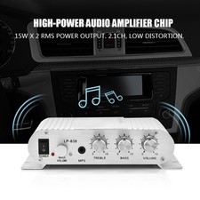 Silver Mini HiFi 2.1 Stereo Bass Auto Car Home Power Amplifier Digital BL