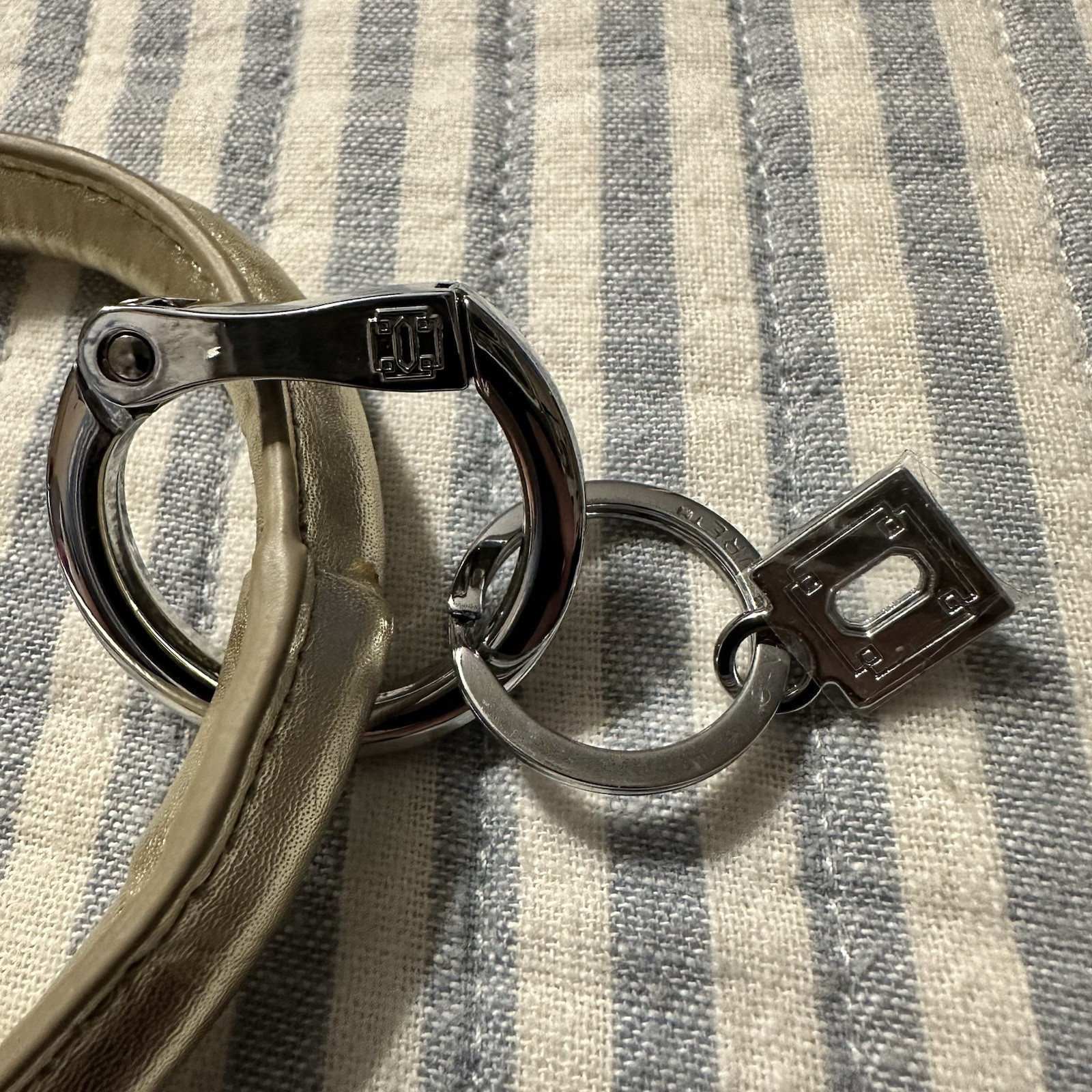 Metallic Leatherette Bangle Bracelet Wristlet Key… - image 3