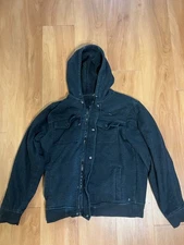 Tony Hawk Men’s Black Sherpa Lined Zip Hoodie Jacket Size Large