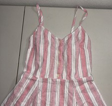 Gap Linen Blend Small Dress, Pink Stripes