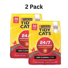 Purina Tidy Cats 24/7 Performance Non-Clumping Litter, Odor Control, 30 lb 2pack