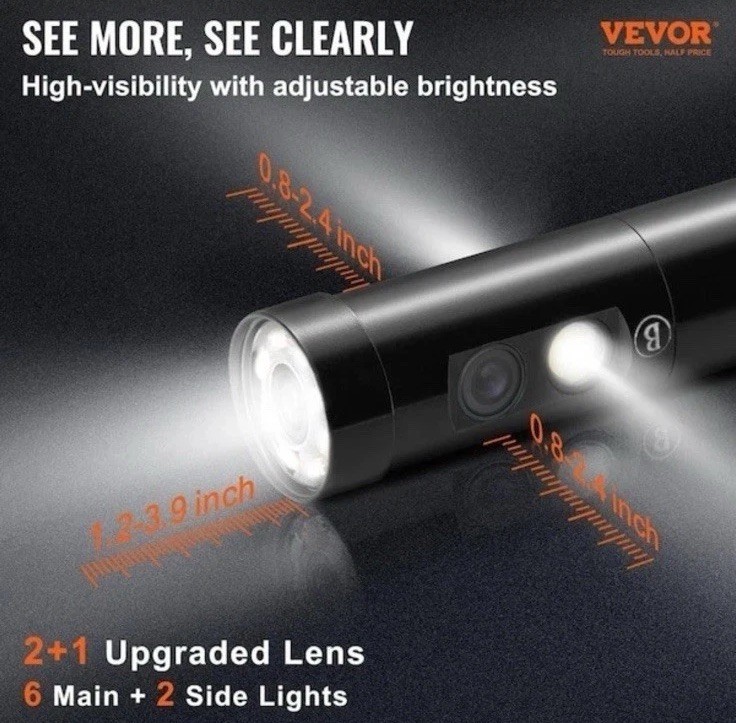 VEVOR 3-Lens Borescope Inspection Camera 4.5