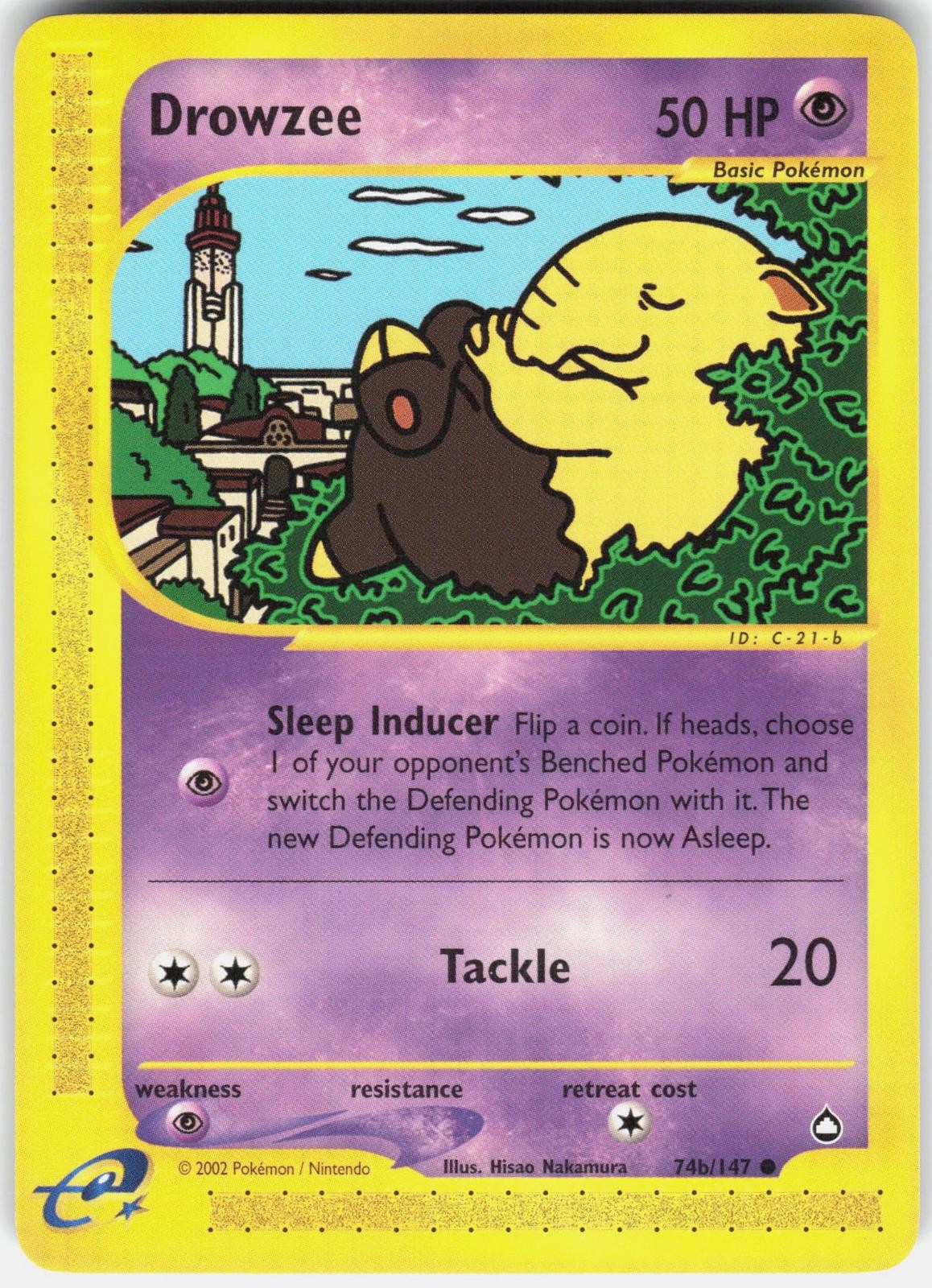 Drowzee (74b) 74b/147 Common Aquapolis Pokemon Near Mint