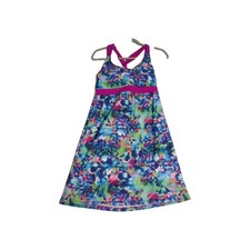 Vestido sin mangas Title Nine espalda cruzada para mujer M ropa deportiva floral nadar rosa azul verde