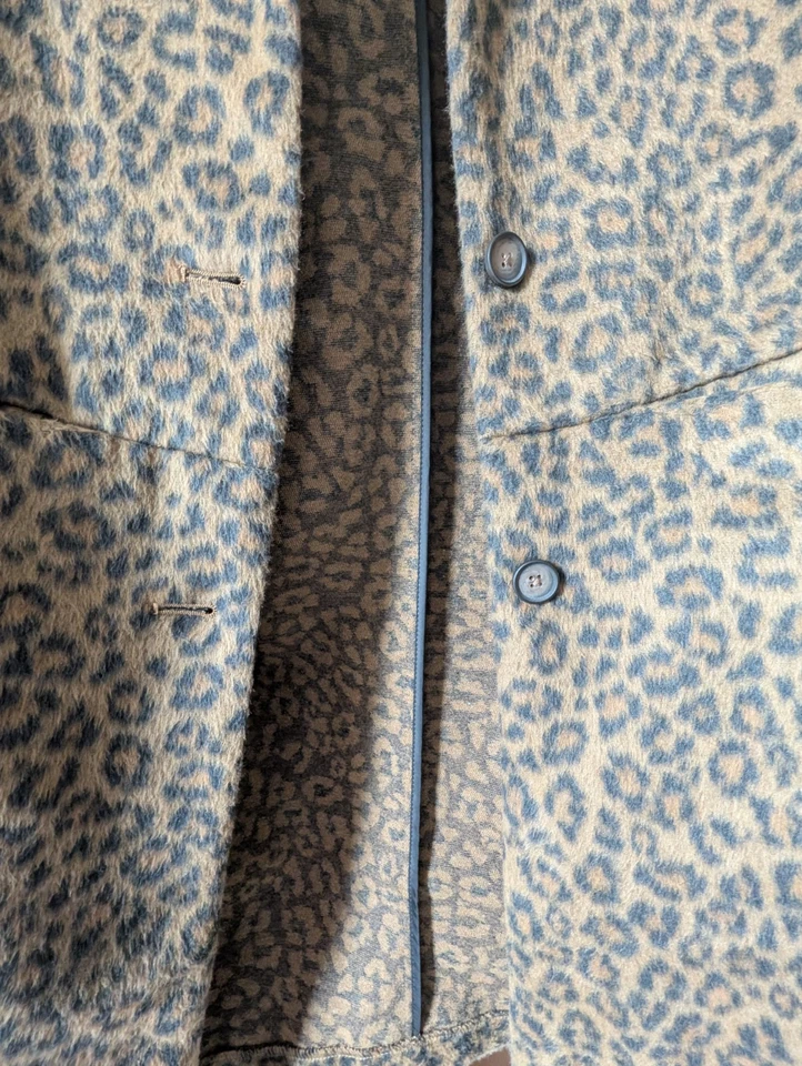 Chaqueta Abrigo Mujer Antigua Azul Marino Imitación Piel Leopardo Estampado Guepardo M Foto 3 de 3