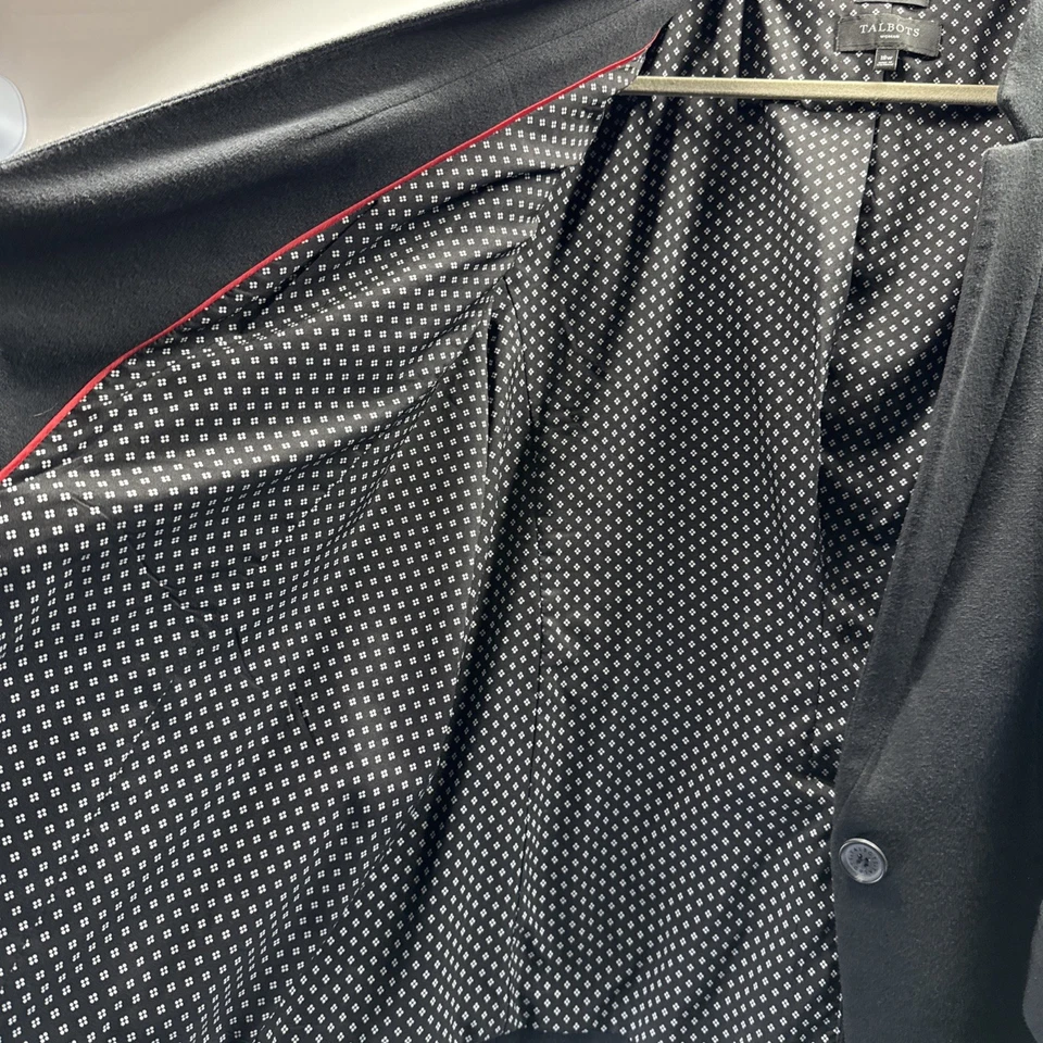 Blazer para mujer Talbots Aberdeen talla 18W negro liso bolsillos forrados con un botón Foto 4 de 4