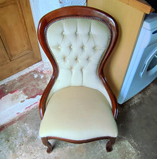 Beige Upholstered Accent Chair, Solid Fabric, Dark Wood Frame 64x56x88