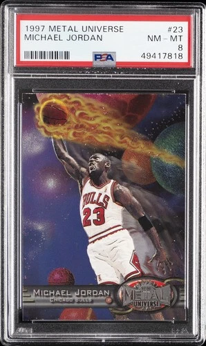 1997 SKYBOX METAL UNIVERSE #23 MICHAEL JORDAN PSA 8