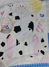 3 Daisy Kingdom Fabric Panels Birthday Bunny Door Panel Wall Hanging 1997 54"