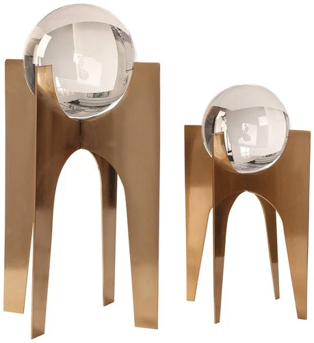 Uttermost Ellianna 15 3/4" Crystal Sphere Modern Sculptures Set of 2 - Picture 3 of 5