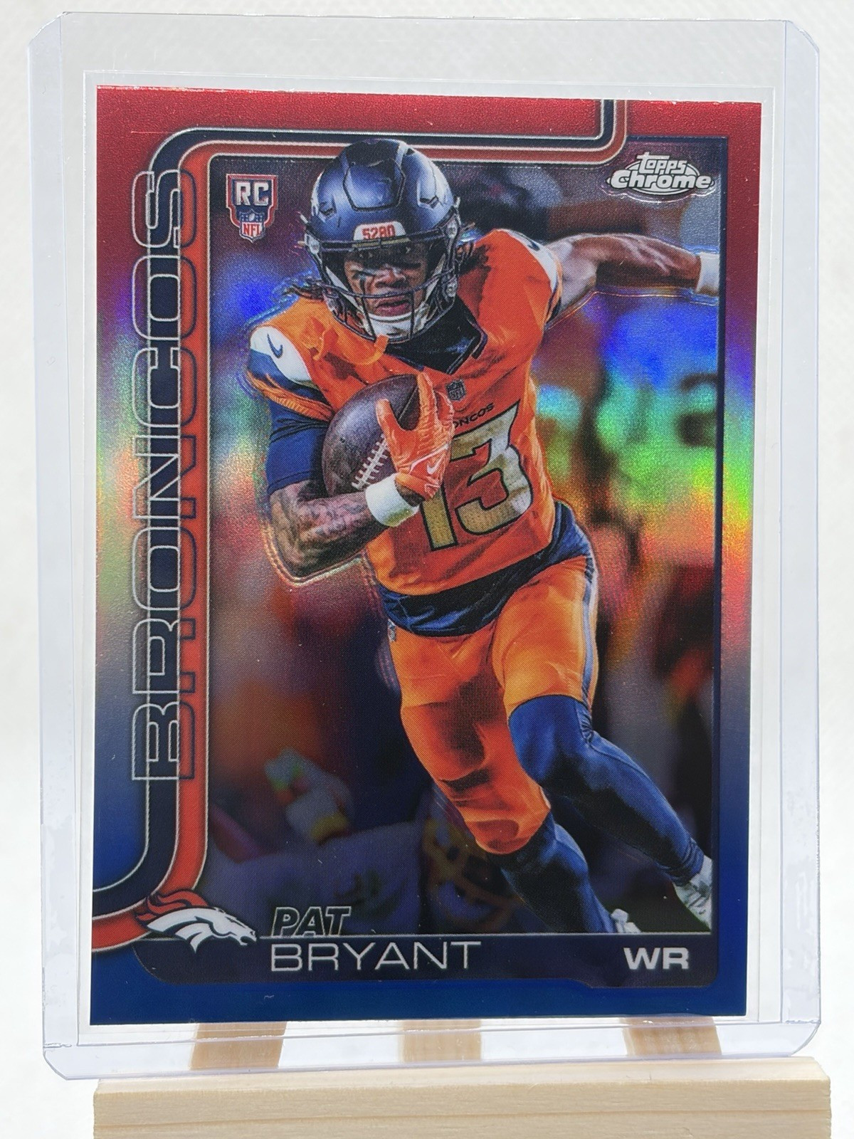 2025 Topps Chrome Pat Bryant Red White Blue Refractor Rookie Denver Broncos NFL