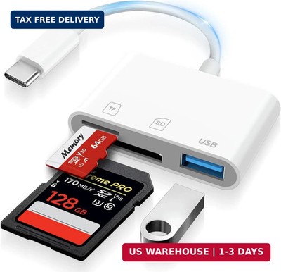 USB C SD Card Reader for iPhone 15-17, USB C to Micro SD Memory Card Adapter for